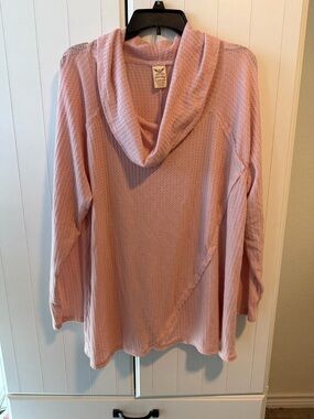 Faded Glory Light Pink Waffle Cowl Neck Sweater 3X NWOT